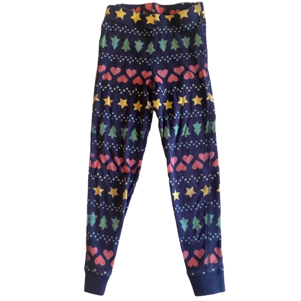 Primary navy fair isle holiday print pajama bottoms - 4-5